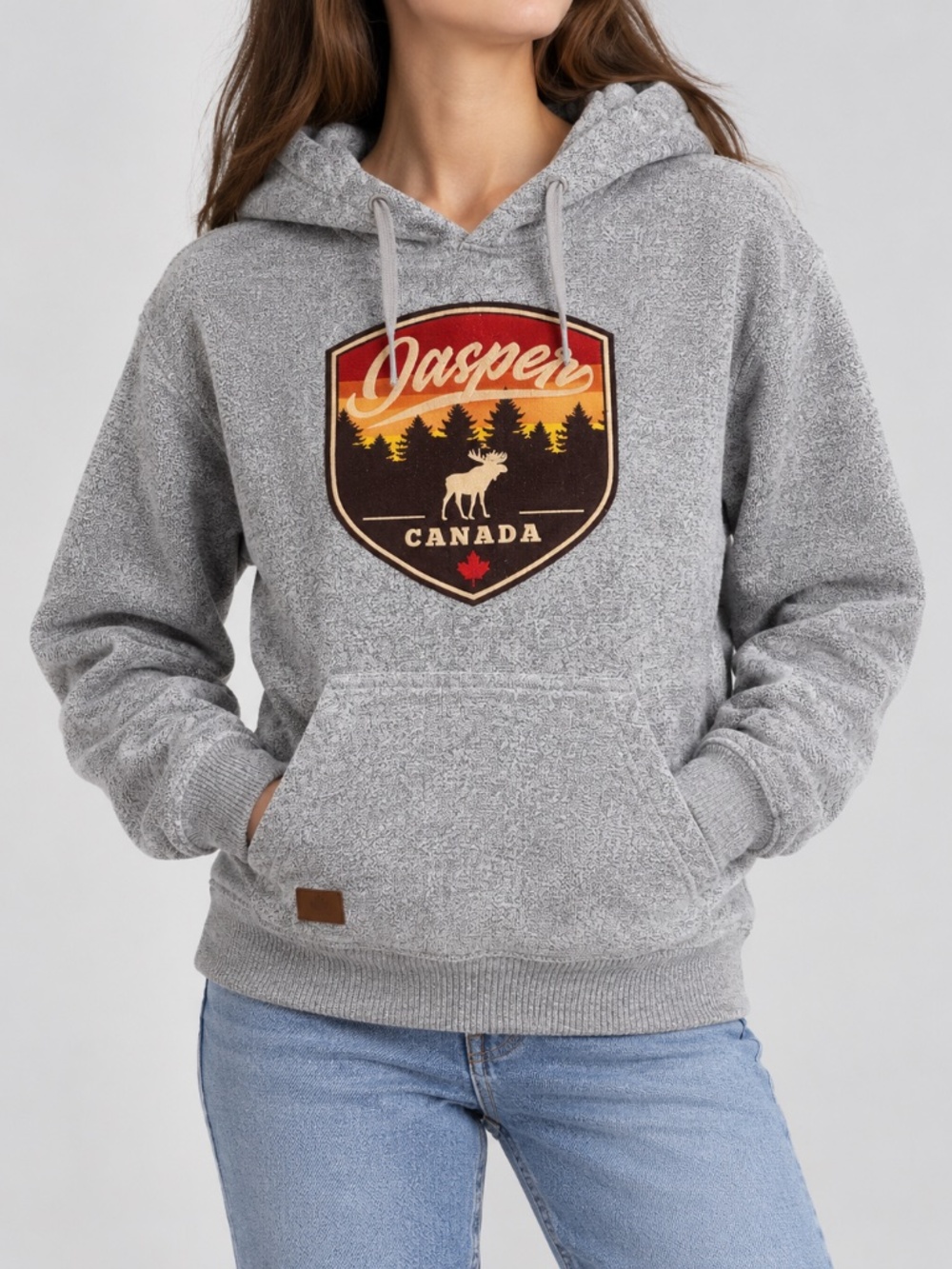 Jasper National Park knit grey hoodie, size small